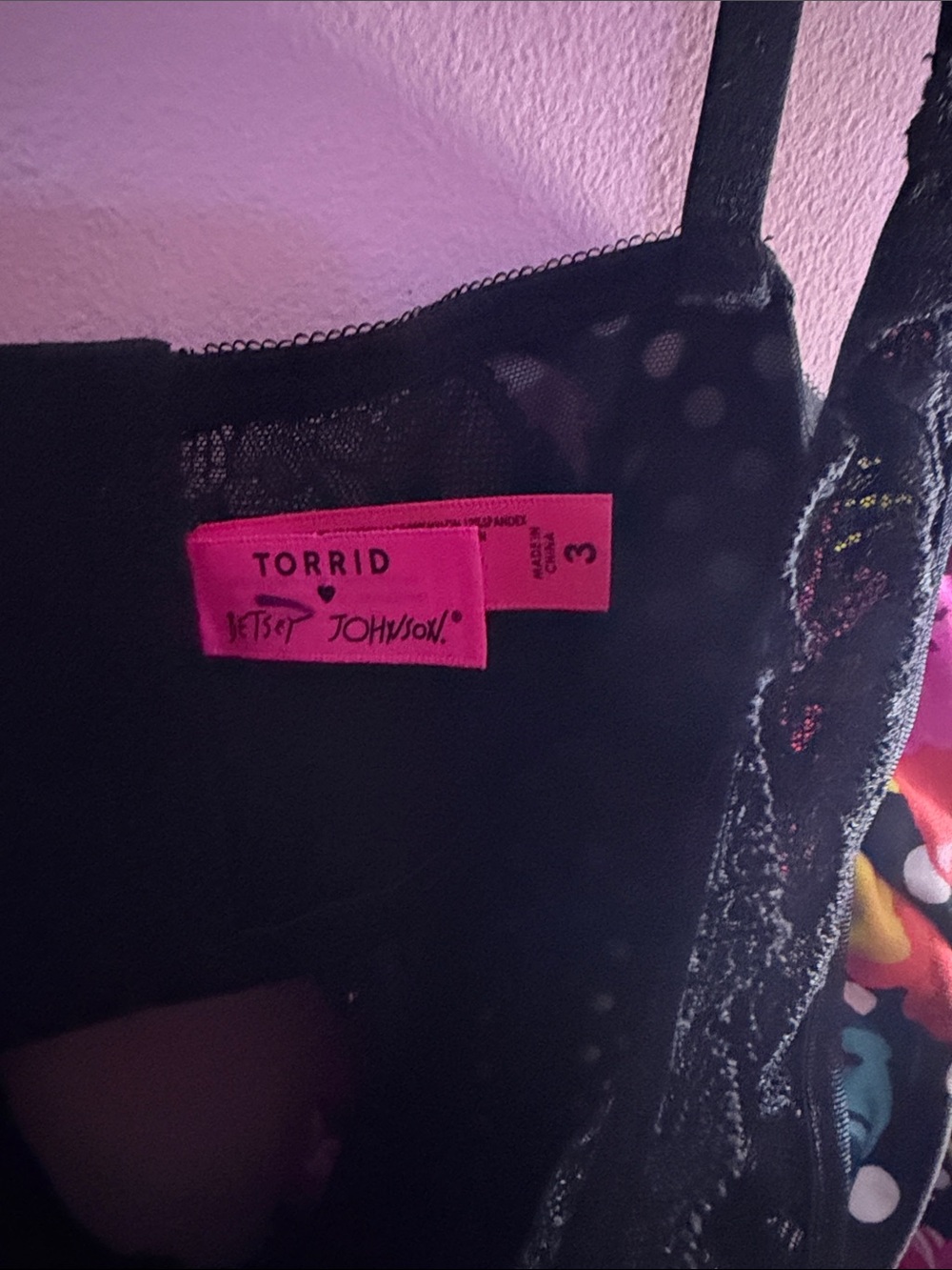TORRID x Betsey Johnson Lace-Trim Chemise Bodysuit in Black - Picture 2 of 3